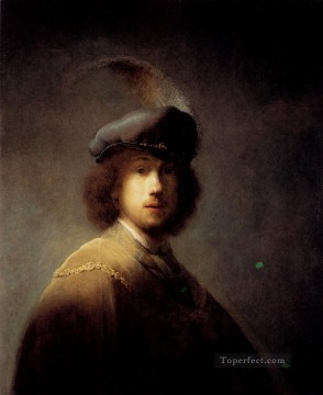 羽飾りのついた帽子をかぶった自画像 レンブラント Oil Paintings